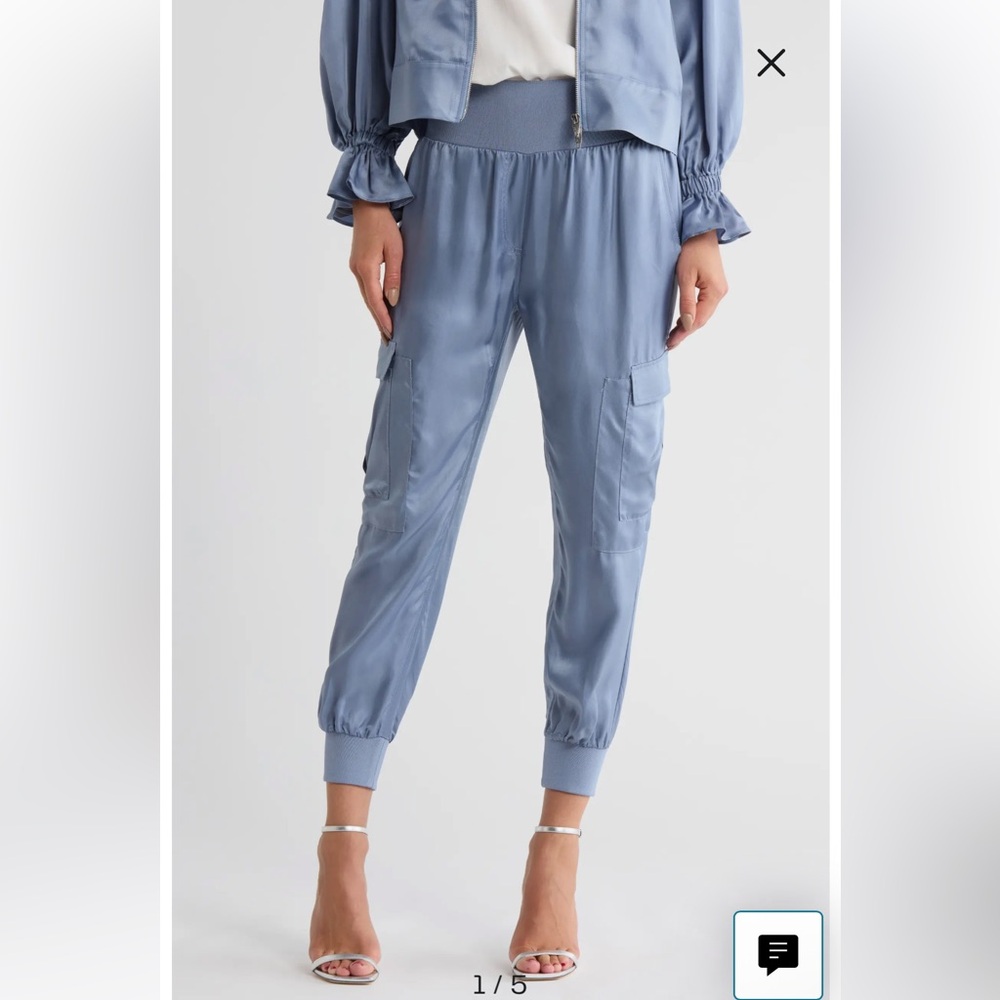 Cinq à Sept Blue Satin Giles Joggers